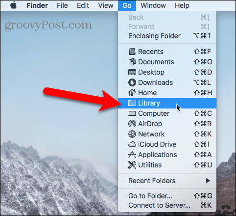 मैक पर फाइंडर में गो मेनू का उपयोग करके लाइब्रेरी फ़ोल्डर तक पहुंचें