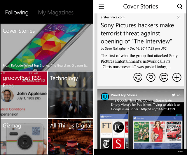 Flipboard अंत में 512MB विंडोज फोन के लिए उपलब्ध है