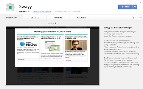 Swayy में Google Chrome एक्सटेंशन भी है, जिससे सामग्री खोजों को साझा करना आसान हो जाता है।