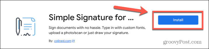 Google डॉक्स सरल हस्ताक्षर ऐड ऑन स्थापित करें
