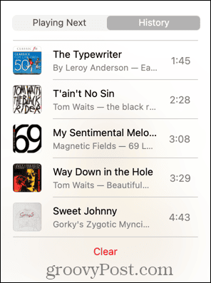 एप्पल संगीत इतिहास सूची मैक