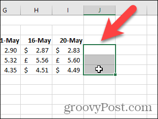 Excel में Sparklines के लिए कक्षों का चयन करें