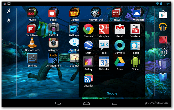 Android Nexus 7 होम स्क्रीन