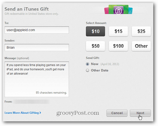 कैसे iTunes या iOS उपकरणों से आभासी iTunes उपहार कार्ड भेजने के लिए
