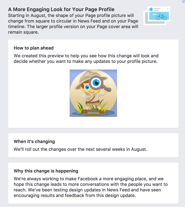 फेसबुक पेज प्रोफाइल फोटो को स्क्वायर से सर्कुलर में बदल रहा है।