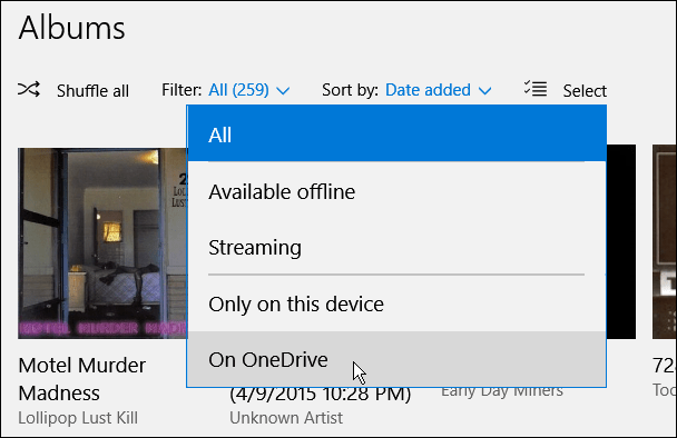OneDrive को फ़िल्टर करें