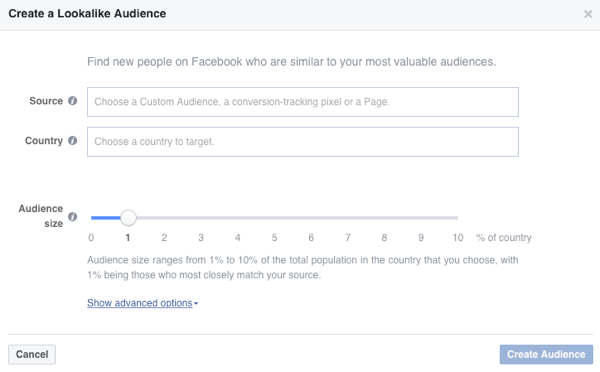 मौजूदा दर्शकों के आधार पर फेसबुक लुकलाइक ऑडियंस बनाएं।