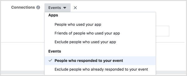 उन लोगों के लिए फेसबुक विज्ञापनों को लक्षित करें जिन्होंने घटना पर प्रतिक्रिया दी