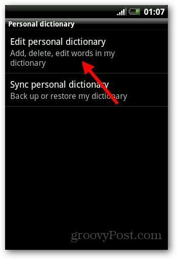 शब्दकोश Android 5 जोड़ें