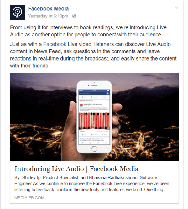 फेसबुक ने लाइव ऑडियो के साथ फेसबुक पर लाइव जाने के लिए एक नया तरीका पेश किया।