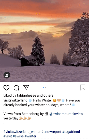 टैगफ्रीएंड हैशटैग का उपयोग करके Instagram व्यवसाय पोस्ट का उदाहरण