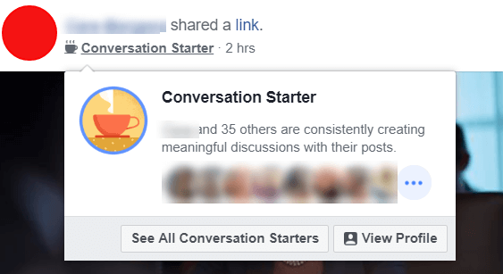 फेसबुक नए कन्वर्सेशन स्टार्टर बैज के साथ प्रयोग करता हुआ दिखाई देता है, जो उपयोगकर्ताओं और प्रवेशकों को उजागर करता है जो लगातार अपने पोस्ट के साथ सार्थक चर्चाएँ बनाते हैं।