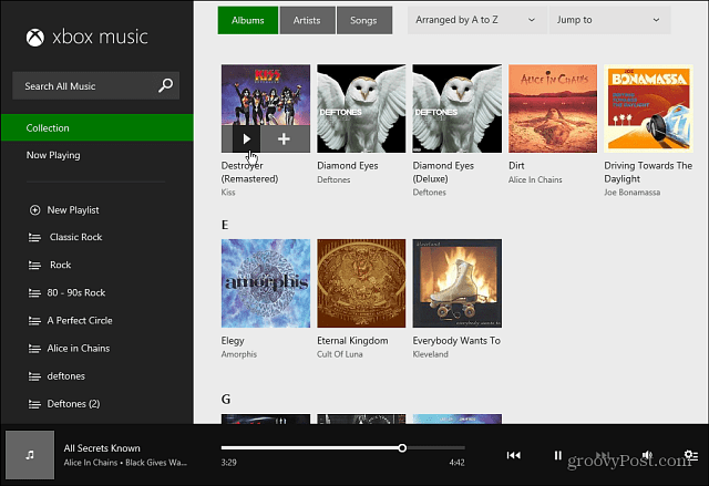 Xbox संगीत वेब इंटरफ़ेस