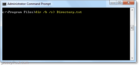 पाठ फ़ाइल के लिए dir क्वेरी को आउटपुट करने के लिए dir / b / s> directory.txt का उपयोग करें