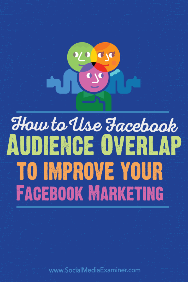 अपने फेसबुक मार्केटिंग में सुधार के लिए फेसबुक ऑडियंस ओवरलैप का उपयोग कैसे करें: सोशल मीडिया परीक्षक