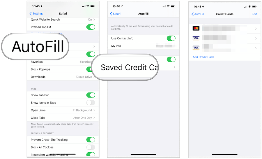 iOS क्रेडिट कार्ड