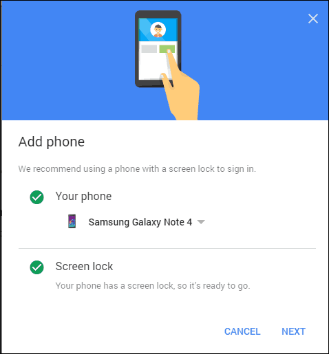 Google 2-चरणीय सत्यापन फ़ोन का चयन करें