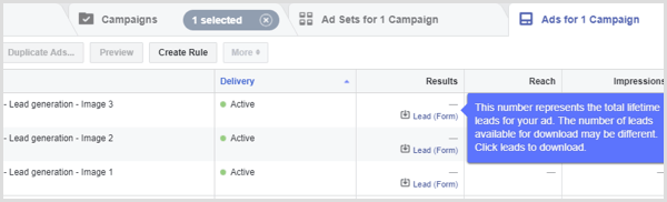 फेसबुक विज्ञापन परिणाम का नेतृत्व करता है