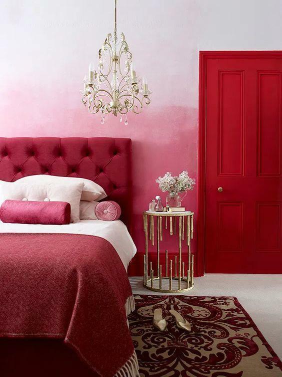 लाल और गुलाबी बेडरूम की सजावट
