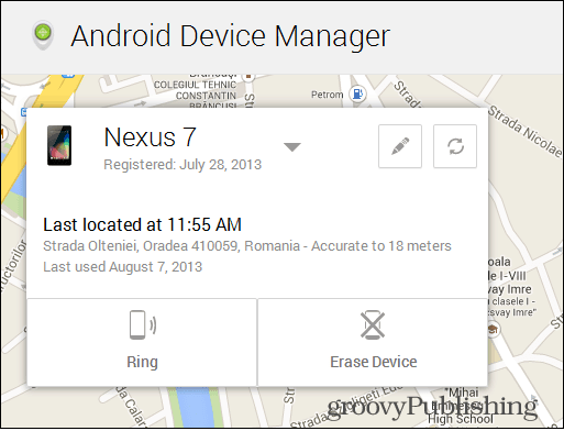 Android डिवाइस प्रबंधक का नक्शा