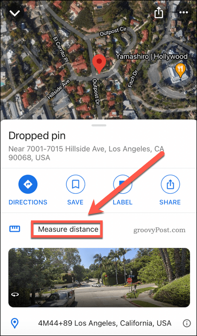 Google मैप मोबाइल पर दूरी बटन को मापता है