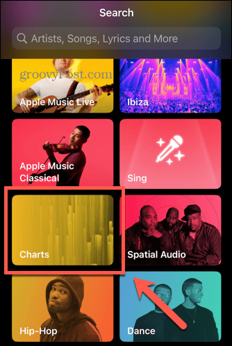 एप्पल संगीत चार्ट श्रेणी