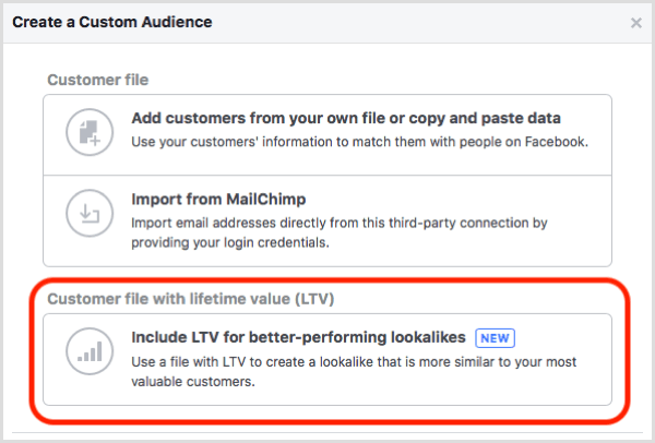 फेसबुक कस्टम दर्शकों के जीवनकाल मूल्य