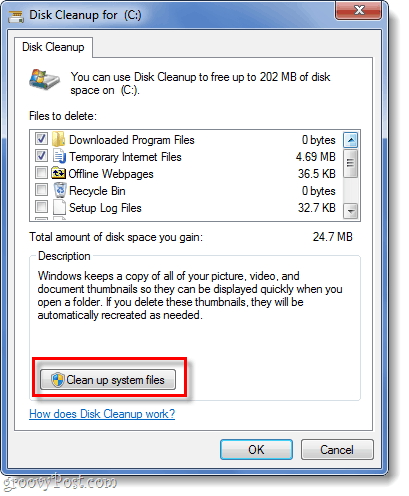 विंडोज 7 में सिस्टेम फाइलों को साफ करें