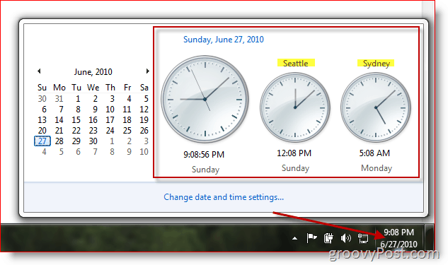 विंडोज 8 या 7 टास्कबार में अतिरिक्त क्लॉक / टाइम जोन कैसे जोड़ें